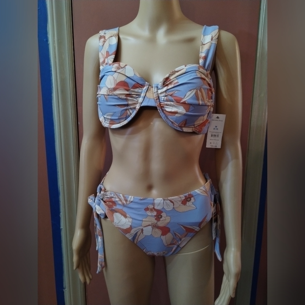 Nwt 2 PC women's bikini set floral time and tru size medium 8-10 wire top